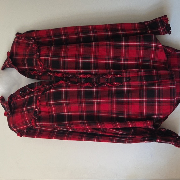 Plaid Ruffle Trim Blouse - Picture 2 of 7